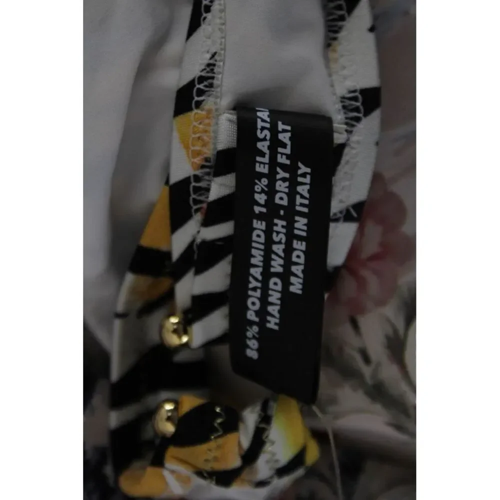 Reina Olga Womens Tiger Print Strapless Bandeau Swim Top Yellow Size 2